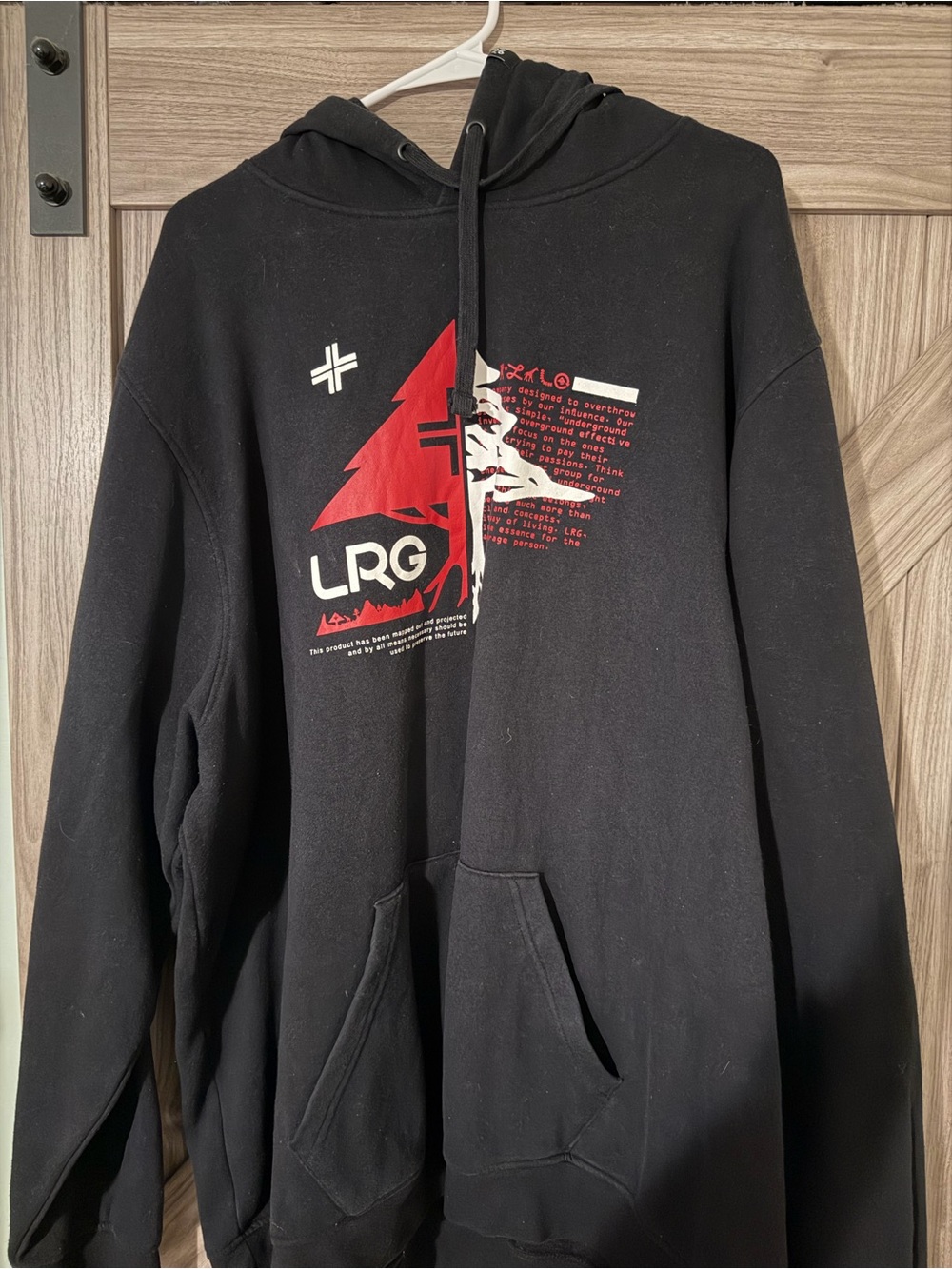 LRG Men’s Black Hoodie with Red Graphic